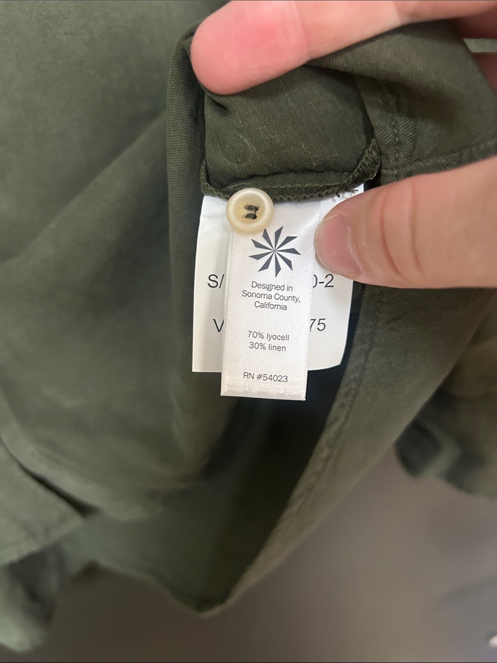 Athleta Women’s Linen Blend Button-Down Shirt in Olive - Picture 3 of 9